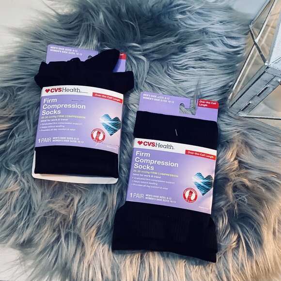 2 Pairs of Unisex CVS Firm Compression Socks Over the Calf Length - Picture 1 of 2